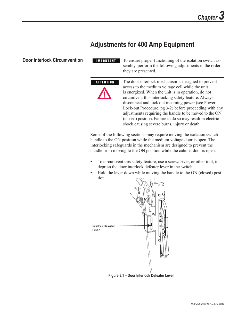 Adjustments for 400 amp equipment, Chapter | Rockwell Automation 1503 OEM Starter Frame Components Installation Manual User Manual | Page 35 / 58