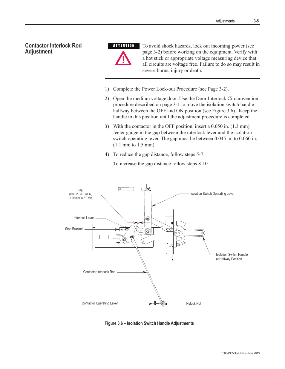 Contactor interlock rod adjustment | Rockwell Automation 1503 OEM Starter Frame Components Installation Manual User Manual | Page 39 / 58