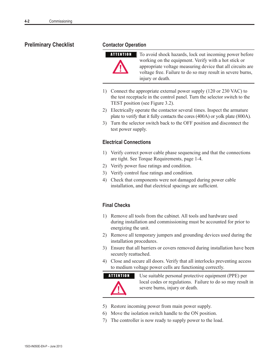 Preliminary checklist | Rockwell Automation 1503 OEM Starter Frame Components Installation Manual User Manual | Page 48 / 58