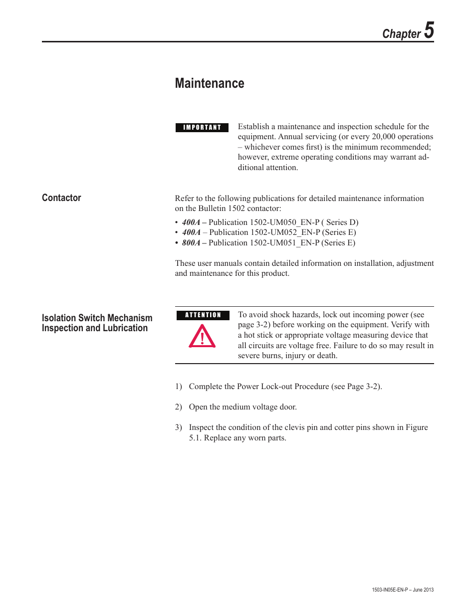 Maintenance, Chapter | Rockwell Automation 1503 OEM Starter Frame Components Installation Manual User Manual | Page 49 / 58
