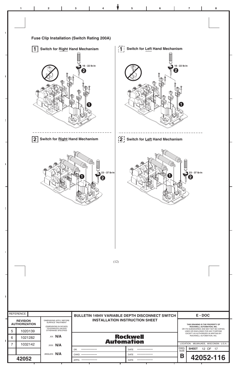 Rockwell Automation 1494V-DS30 - DSX200 Disconnect Switch and Accessories User Manual | Page 12 / 32