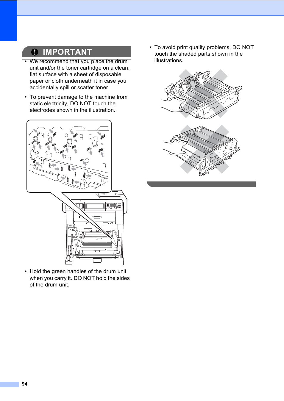 Important | Brother Copier/Printer MFC-9970CDW User Manual | Page 110 / 214