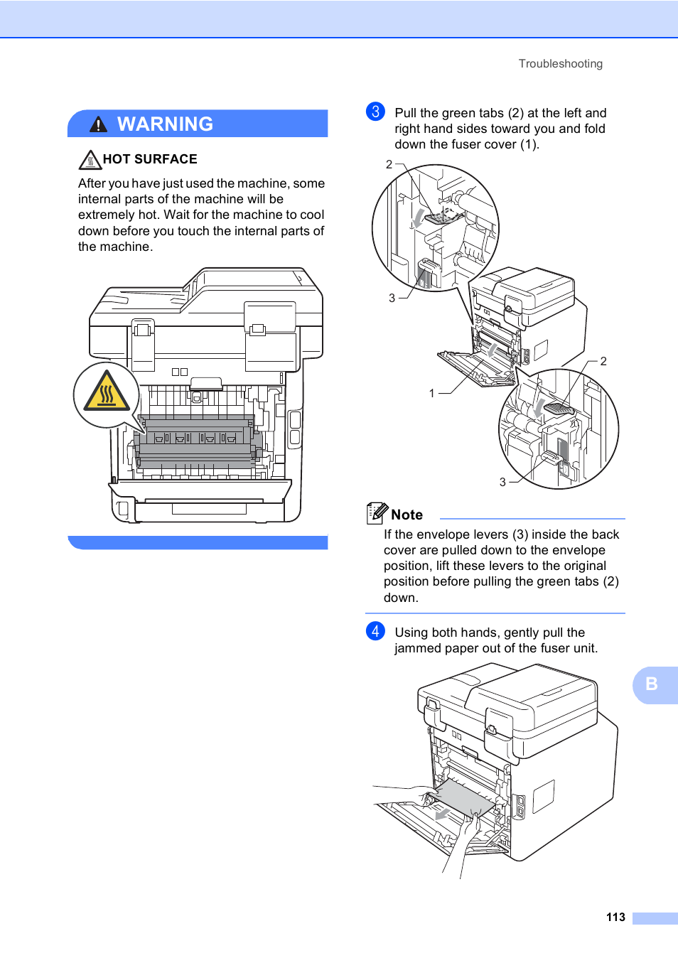 Warning | Brother Copier/Printer MFC-9970CDW User Manual | Page 129 / 214