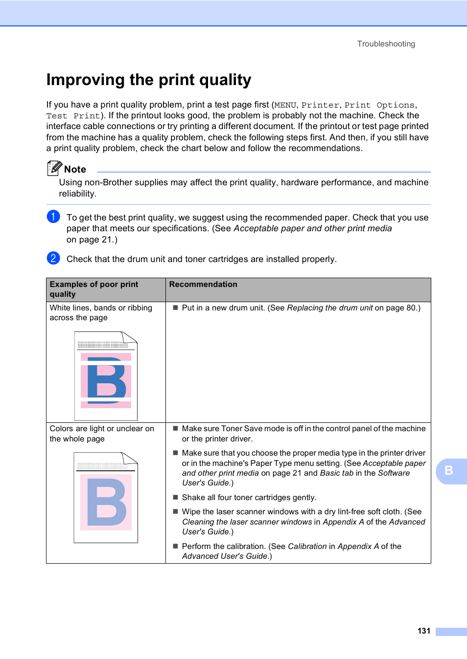 Improving the print quality | Brother Copier/Printer MFC-9970CDW User Manual | Page 147 / 214