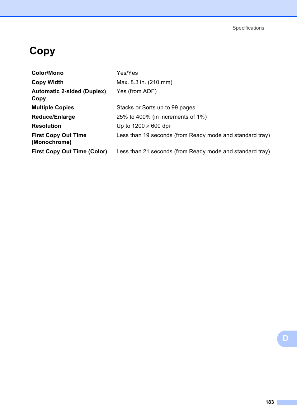 Copy | Brother Copier/Printer MFC-9970CDW User Manual | Page 199 / 214