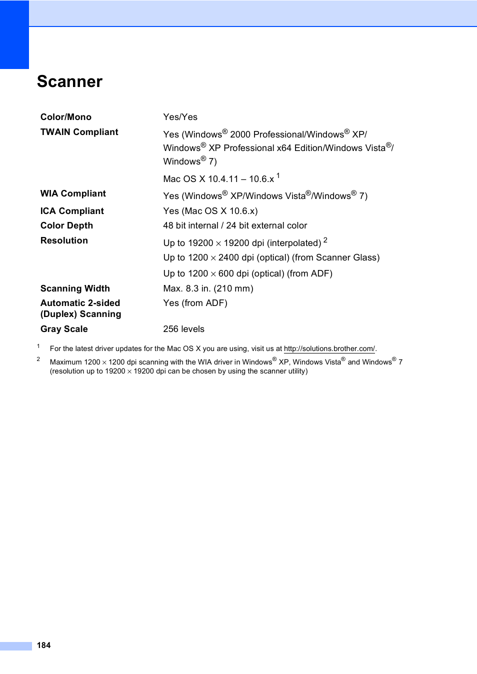 Scanner | Brother Copier/Printer MFC-9970CDW User Manual | Page 200 / 214