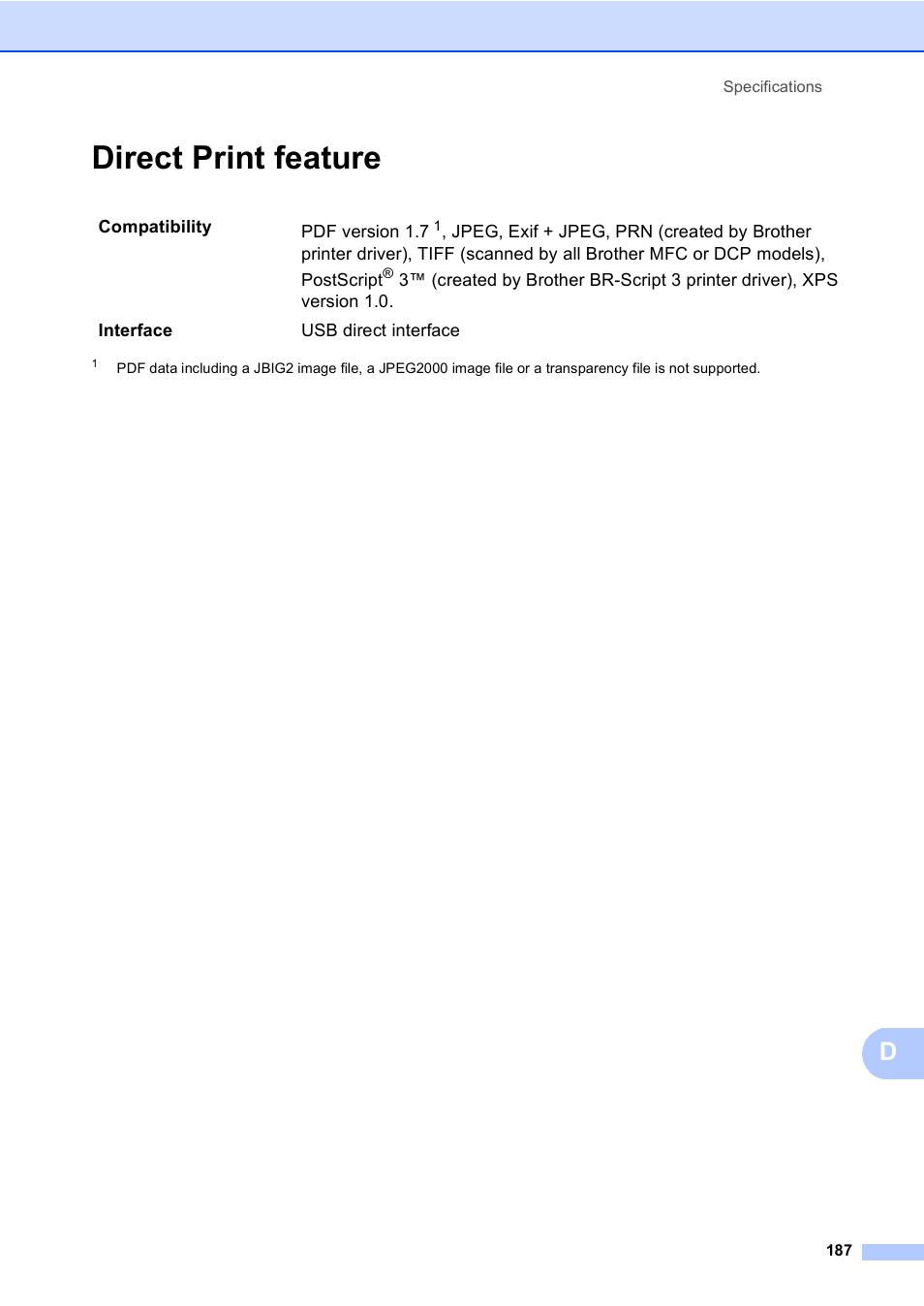 Direct print feature | Brother Copier/Printer MFC-9970CDW User Manual | Page 203 / 214