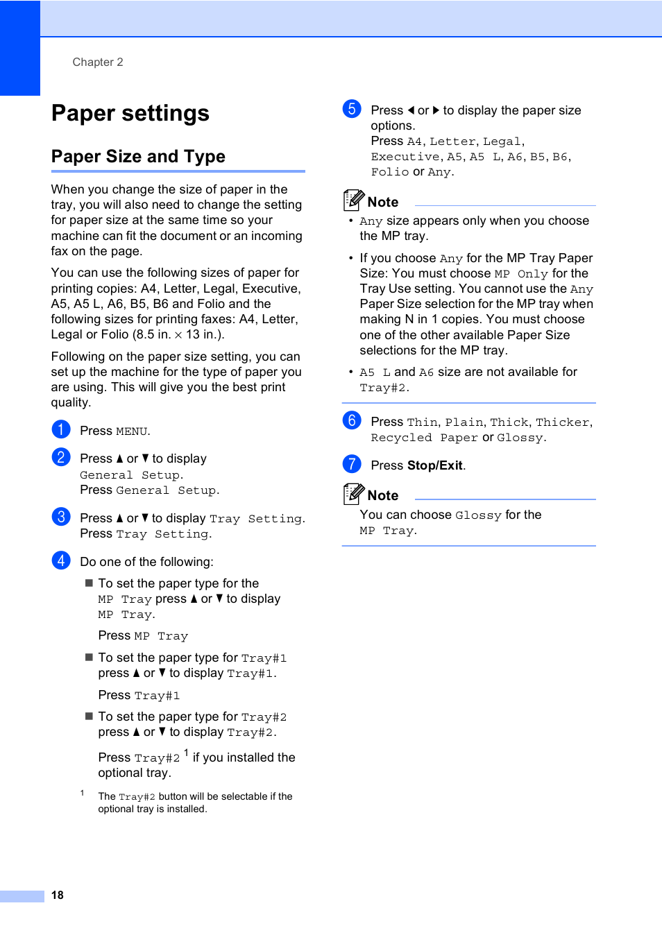 Paper settings, Paper size and type | Brother Copier/Printer MFC-9970CDW User Manual | Page 34 / 214