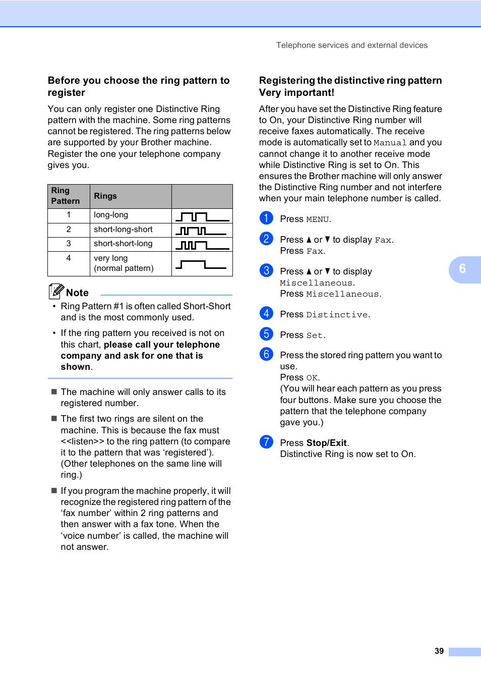 Before you choose the ring pattern to register | Brother Copier/Printer MFC-9970CDW User Manual | Page 55 / 214