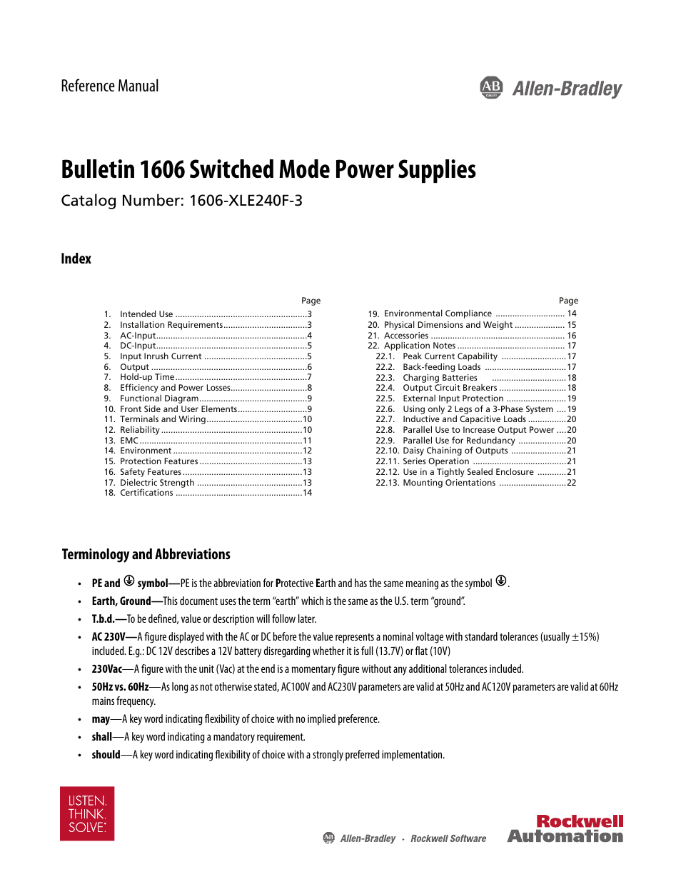 Rockwell Automation 1606-XLE240F-3 Power Supply Reference Manual User Manual | 24 pages