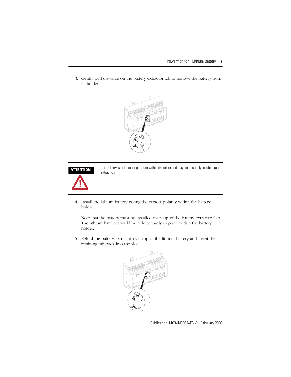 Rockwell Automation 1403-BA Powermonitor II Lithium Battery Installation Instructions User Manual | Page 7 / 8