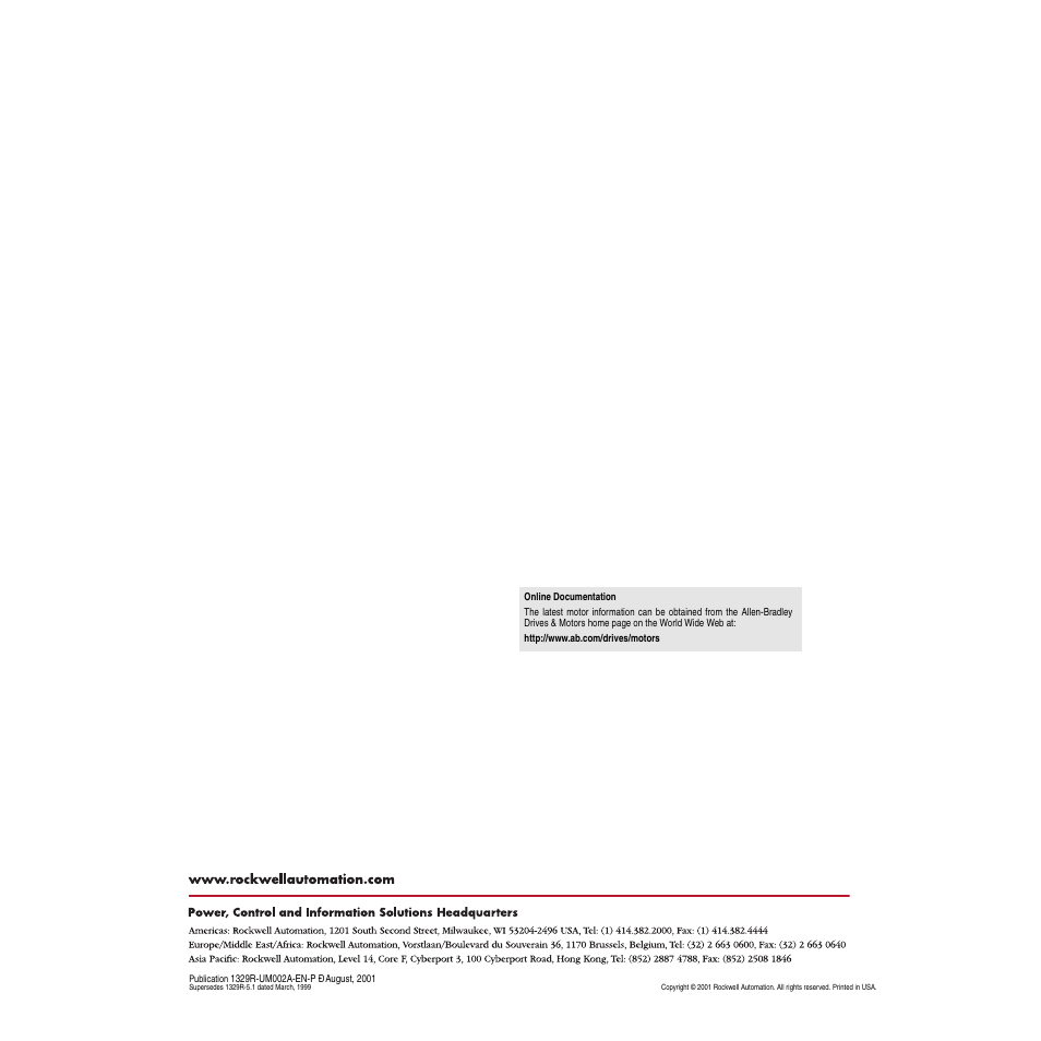 Rockwell Automation 1329R Std. Industrial AC Induction Motors User Manual | Page 20 / 20