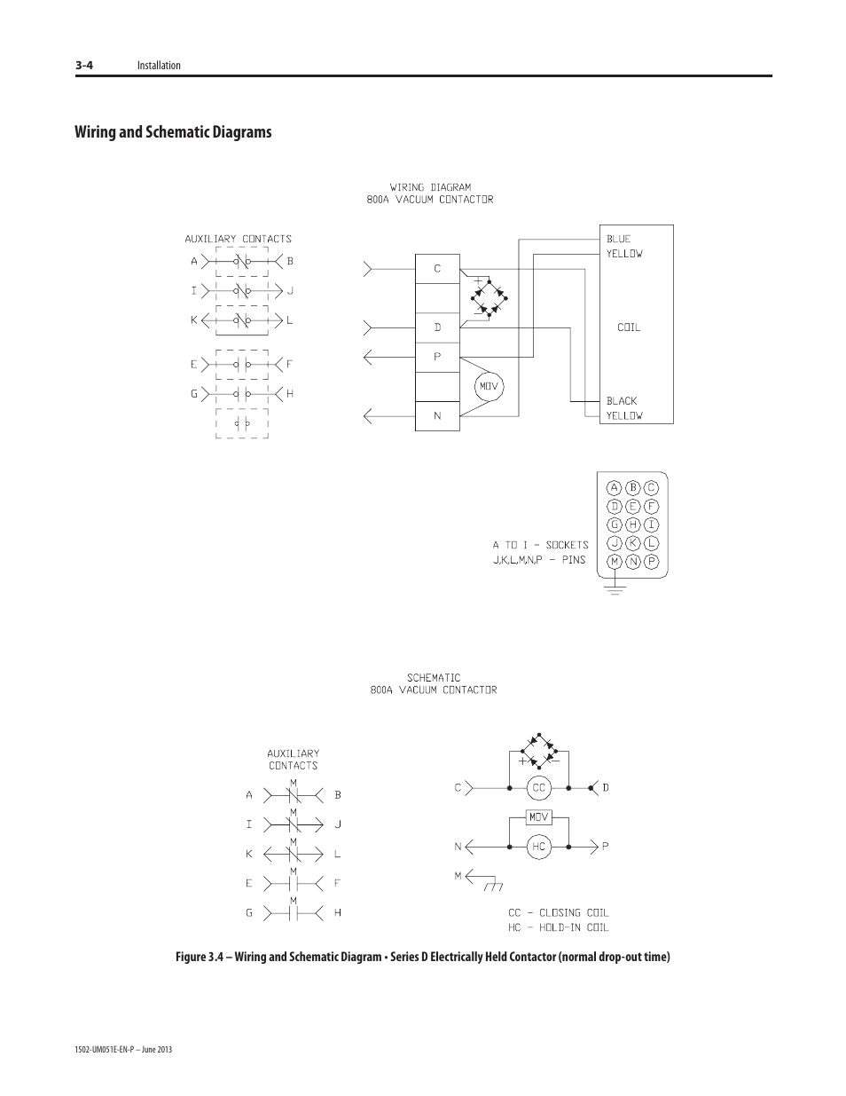 Wiring and schematic diagrams | Rockwell Automation 1502 Medium Voltage Contactor, 800A (Series D and E) User Manual | Page 21 / 58