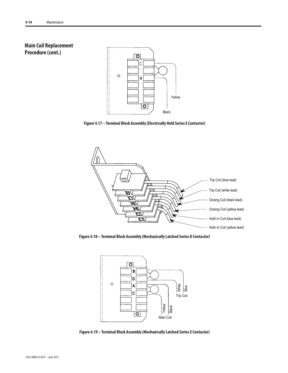 Main coil replacement procedure (cont.) | Rockwell Automation 1502 Medium Voltage Contactor, 800A (Series D and E) User Manual | Page 43 / 58