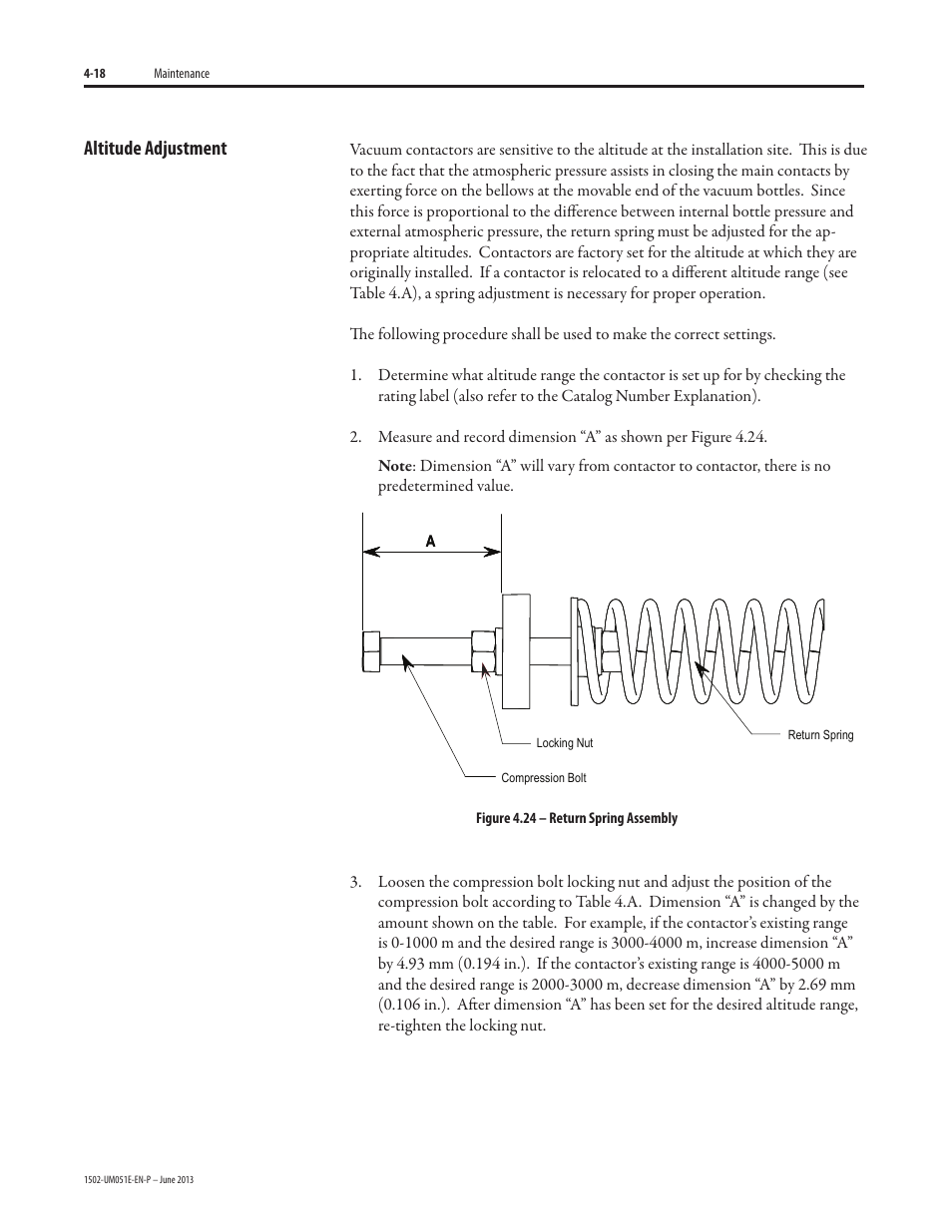 Altitude adjustment | Rockwell Automation 1502 Medium Voltage Contactor, 800A (Series D and E) User Manual | Page 47 / 58