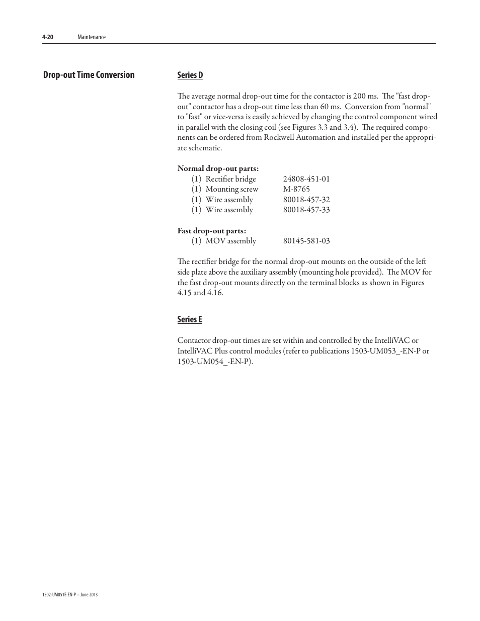 Rockwell Automation 1502 Medium Voltage Contactor, 800A (Series D and E) User Manual | Page 49 / 58