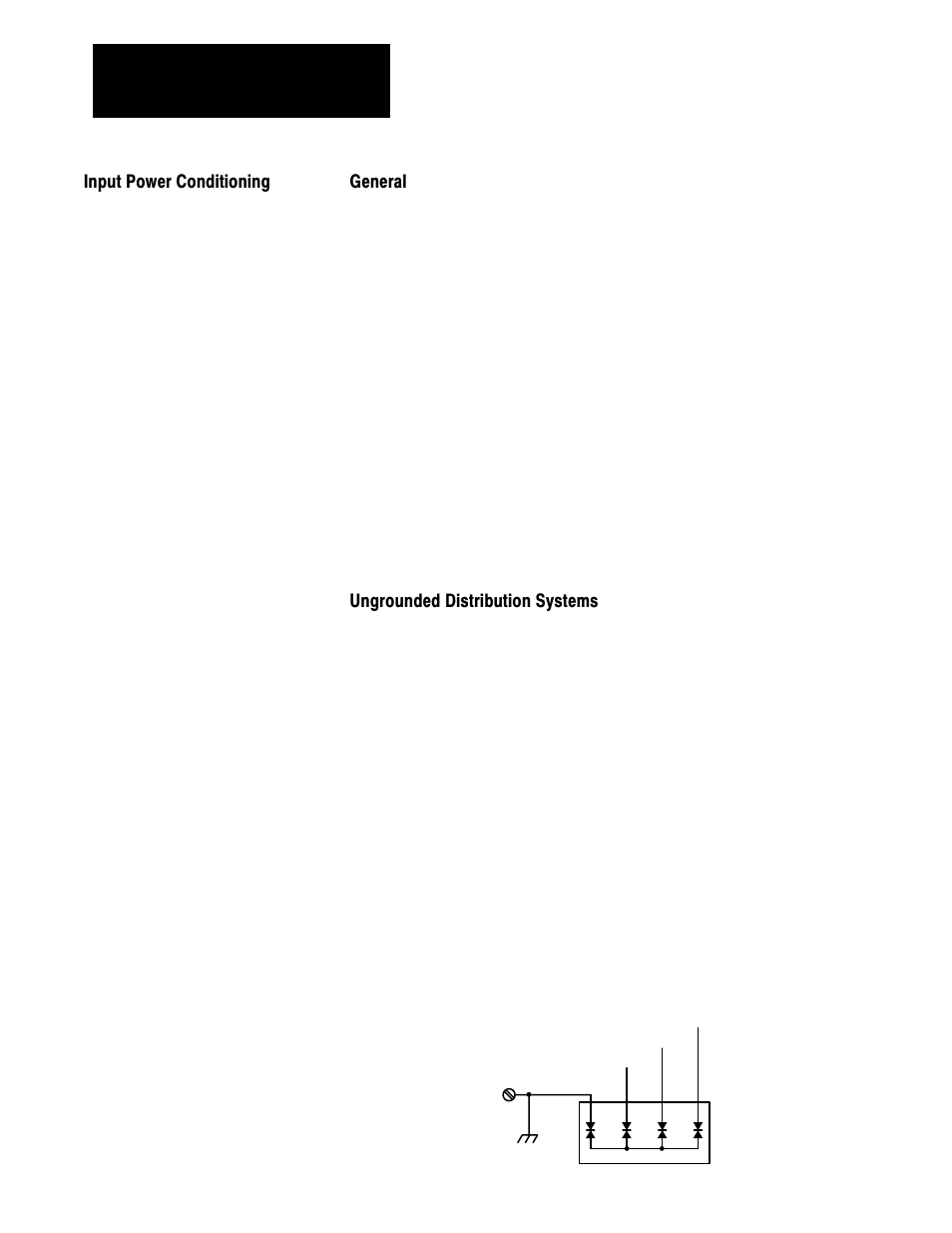 Input power conditioning general, Ungrounded distribution systems | Rockwell Automation 1336VT 5-300 AMP (2.2-160KW) User Manual | Page 29 / 118