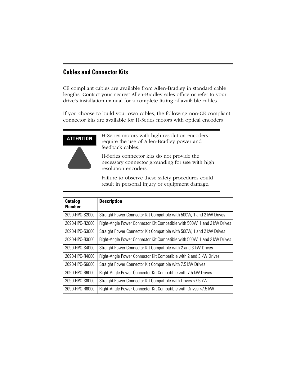 Cables and connector kits | Rockwell Automation H-Series Servo Motor  User Manual | Page 16 / 20