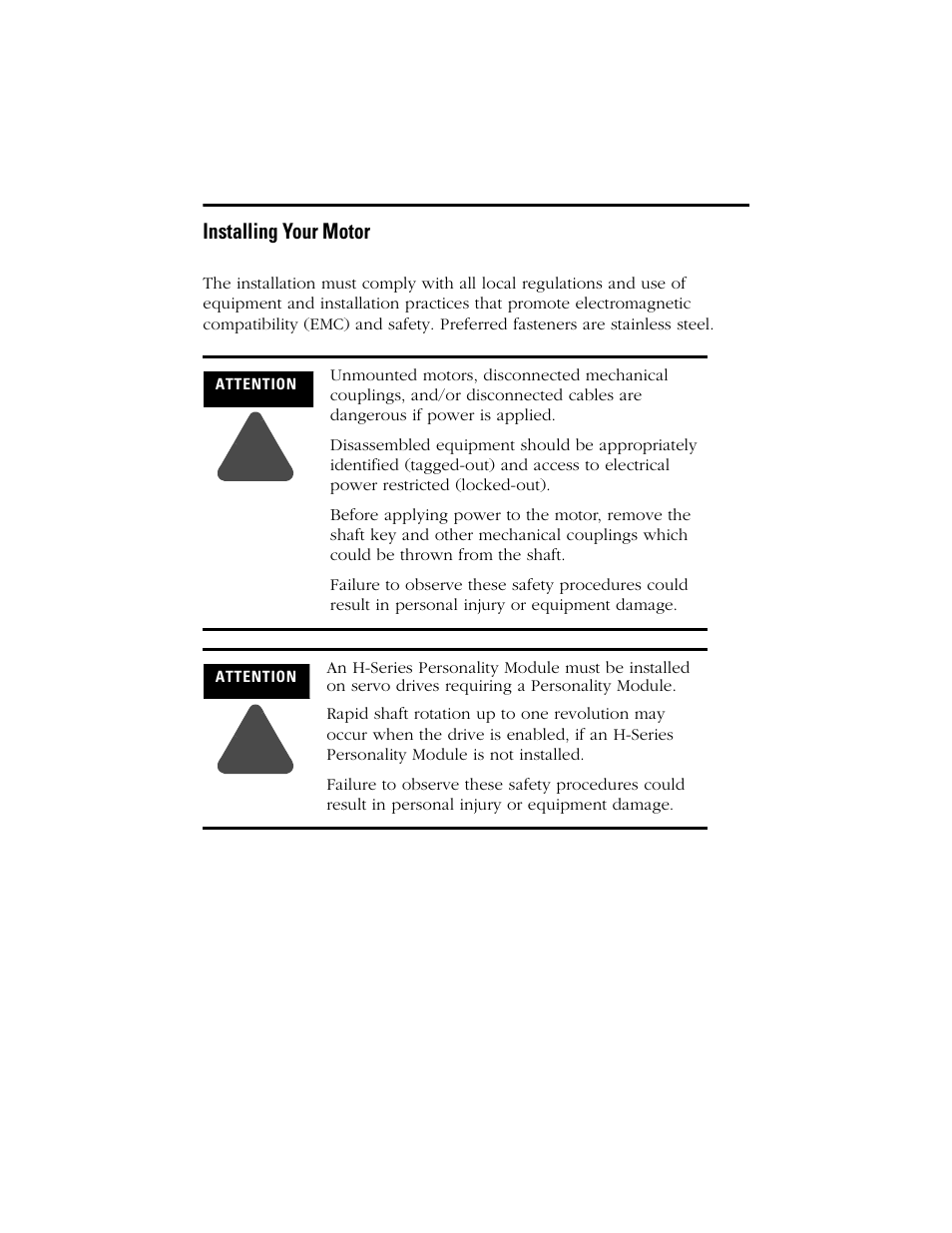Installing your motor | Rockwell Automation H-Series Servo Motor  User Manual | Page 7 / 20