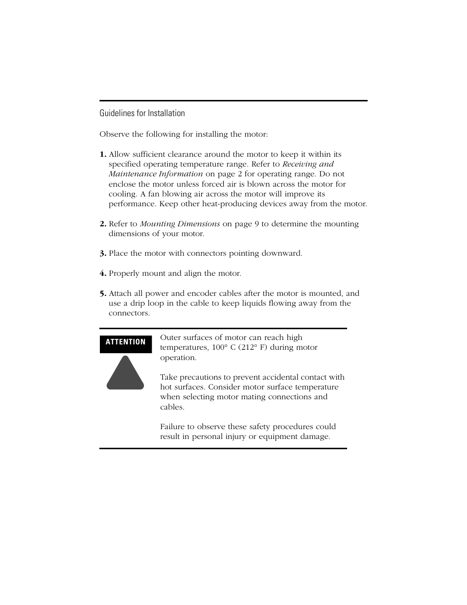 Guidelines for installation | Rockwell Automation H-Series Servo Motor  User Manual | Page 8 / 20