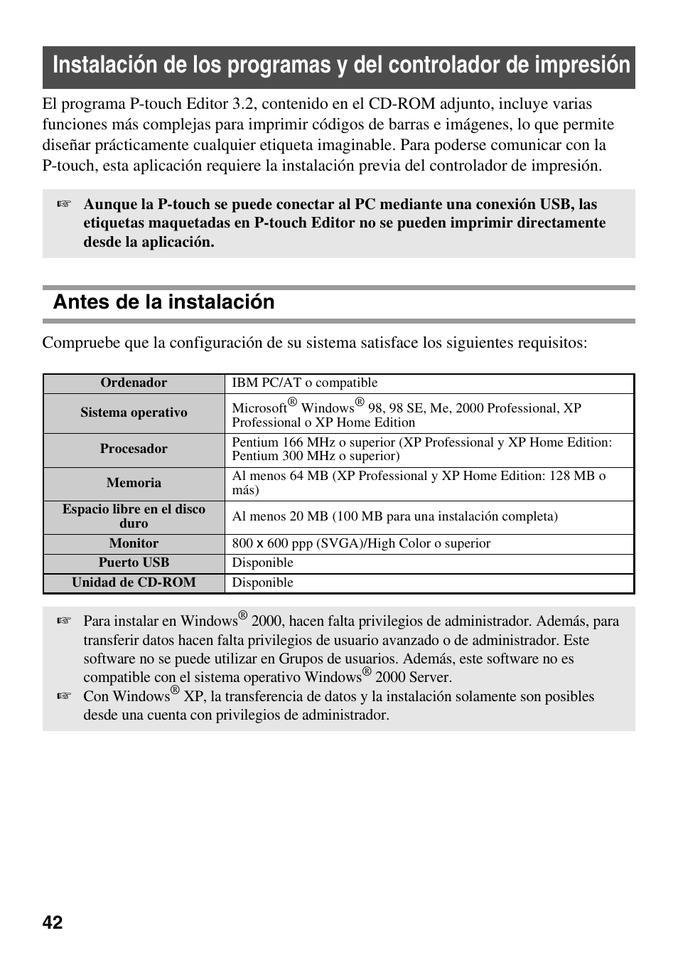 Antes de la instalación | Brother 1600/1650 User Manual | Page 124 / 152