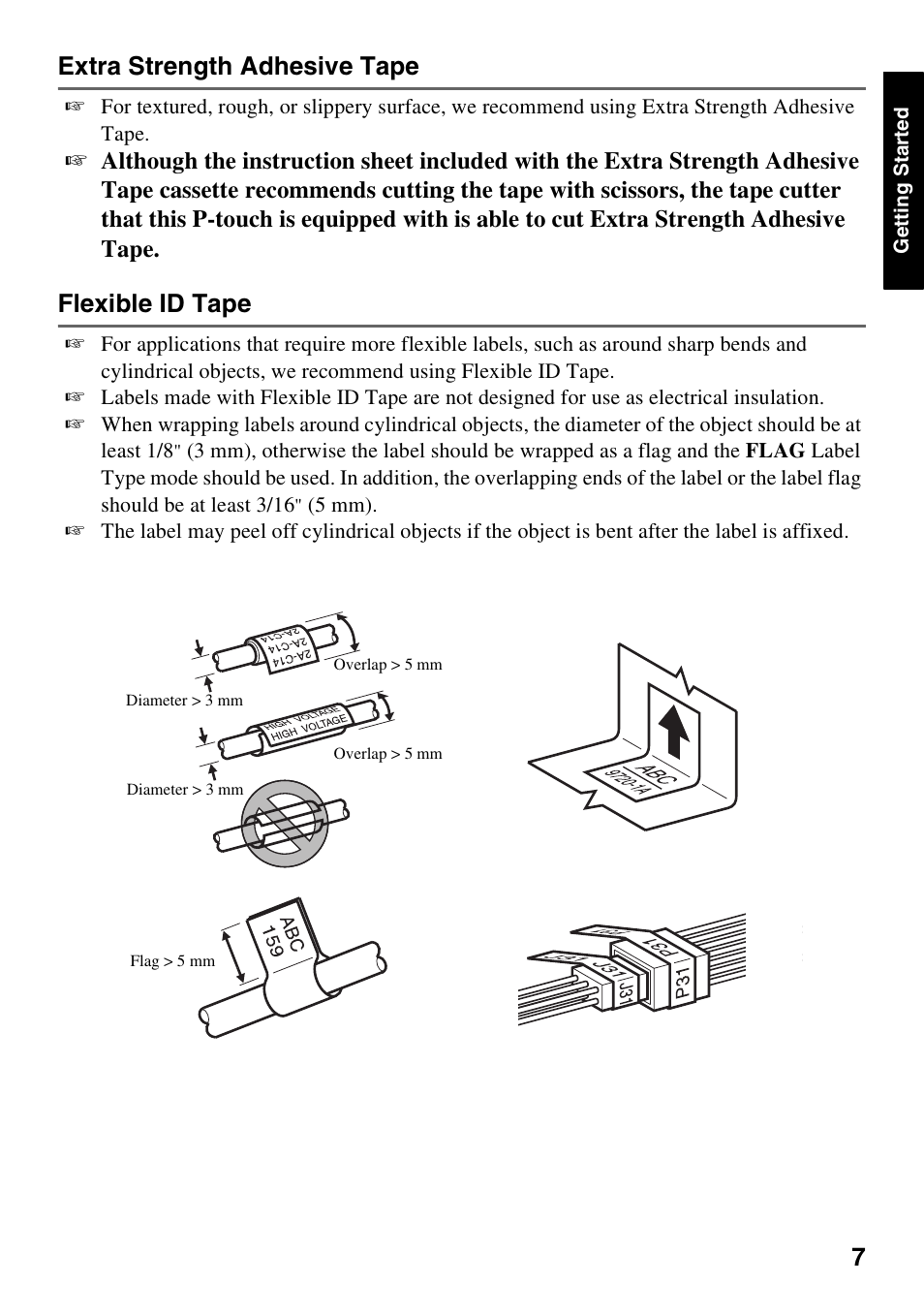 Extra strength adhesive tape, Flexible id tape | Brother 1600/1650 User Manual | Page 15 / 152