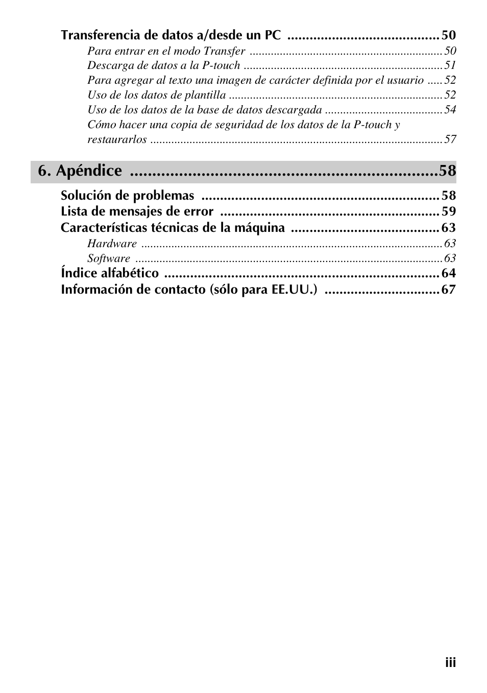 Apéndice | Brother 1600/1650 User Manual | Page 81 / 152