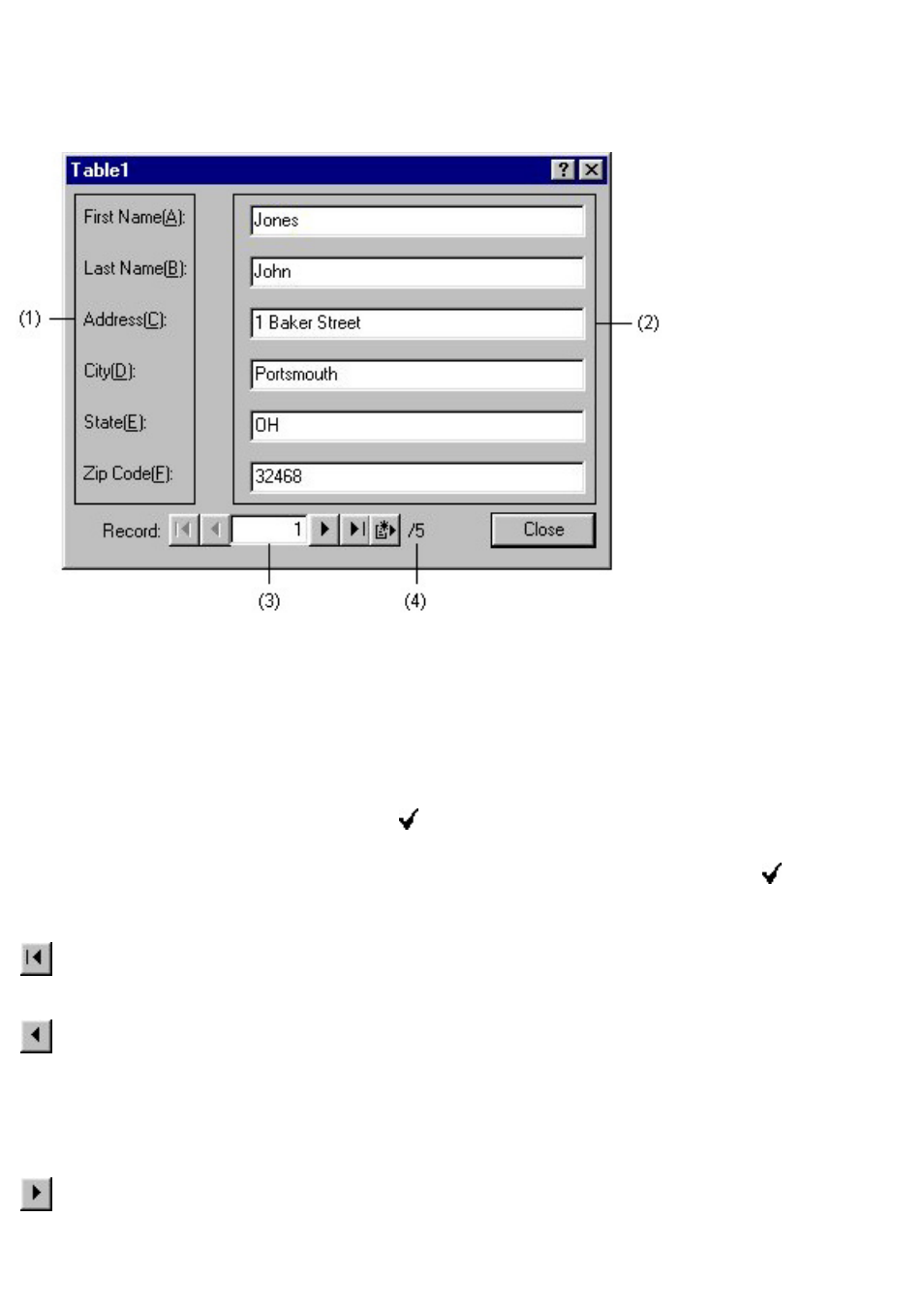 View] menu when a database document is displayed, Click here, Form view (only for a database document) | Brother P-TOUCH 3.1 User Manual | Page 113 / 203