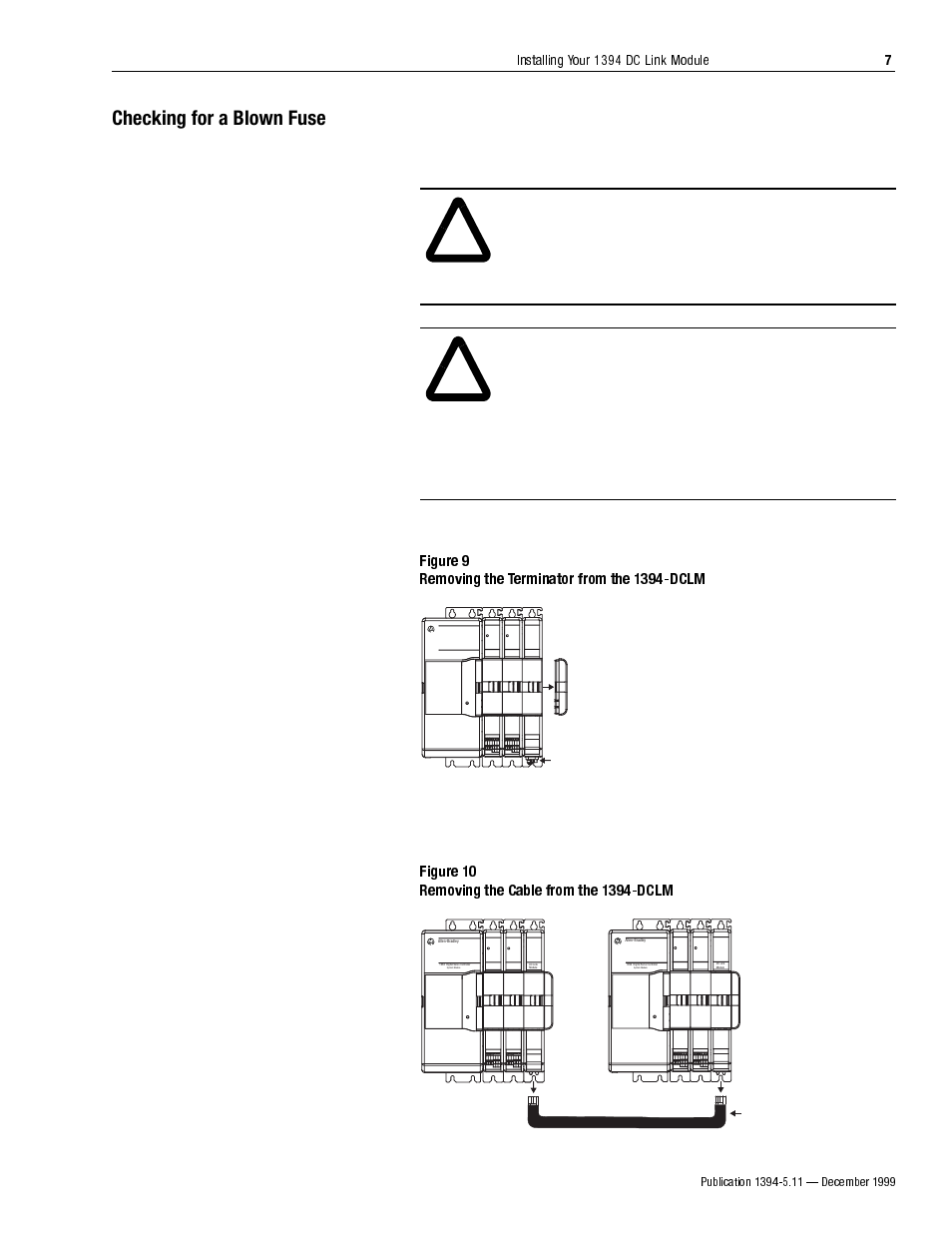 Checking for a blown fuse | Rockwell Automation 1394-DCLM DC Link Module User Manual | Page 7 / 8