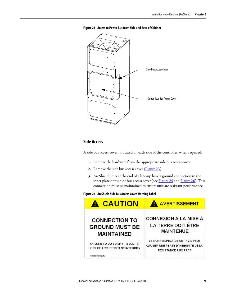 Side access, Figure 23 | Rockwell Automation 1512A MV Controllers, 400A One-High Cabinet, Standard and Arc-Resistant Enclosure User Manual | Page 29 / 96
