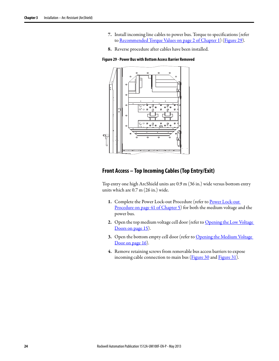 Rockwell Automation 1512A MV Controllers, 400A One-High Cabinet, Standard and Arc-Resistant Enclosure User Manual | Page 32 / 96