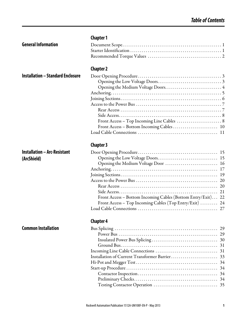 Rockwell Automation 1512A MV Controllers, 400A One-High Cabinet, Standard and Arc-Resistant Enclosure User Manual | Page 5 / 96