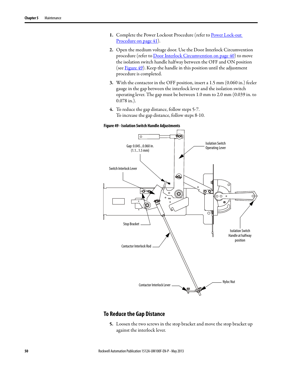 To reduce the gap distance | Rockwell Automation 1512A MV Controllers, 400A One-High Cabinet, Standard and Arc-Resistant Enclosure User Manual | Page 58 / 96