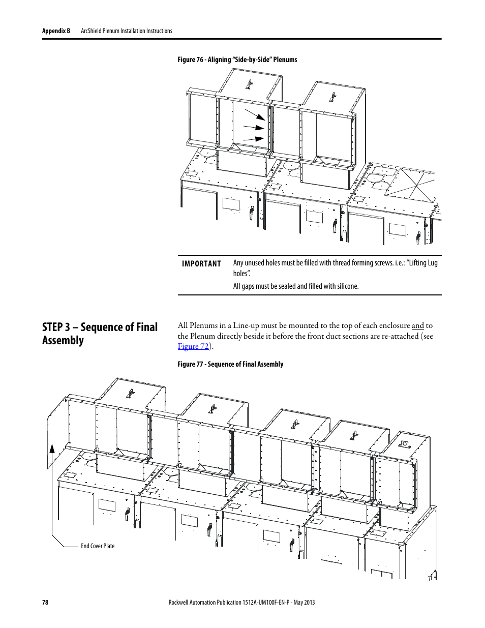 Step 3 – sequence of final assembly | Rockwell Automation 1512A MV Controllers, 400A One-High Cabinet, Standard and Arc-Resistant Enclosure User Manual | Page 86 / 96