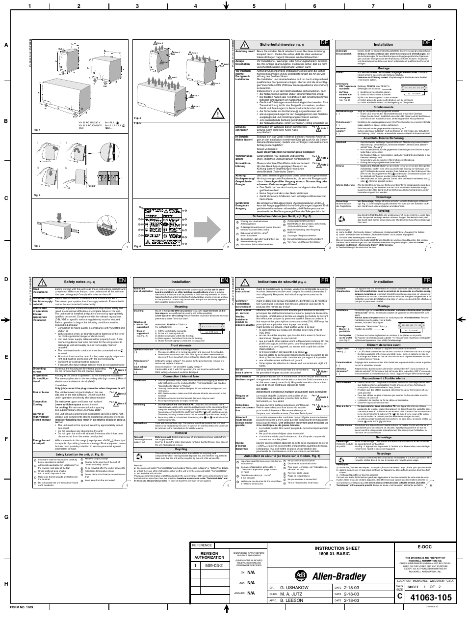 E-doc, Instruction sheet 1606-xl basic | Rockwell Automation 1606-XL BASIC DIN Rail Power Supplies User Manual | Page 5 / 16