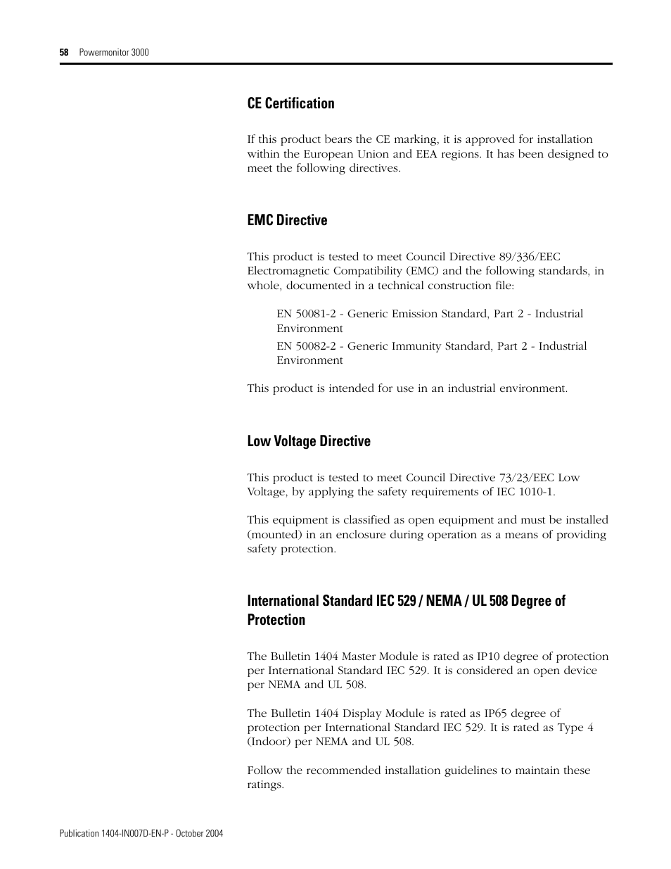 Rockwell Automation 1404-M4_M5_M6_M8 Powermonitor 3000 Installation Instructions, PRIOR to Firmware rev. 3.0 User Manual | Page 58 / 66