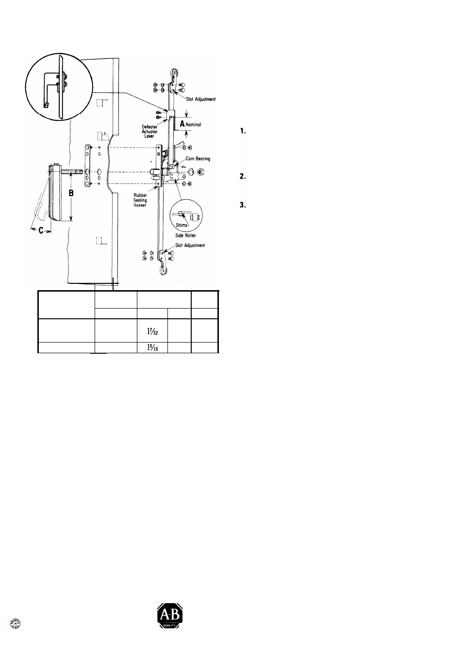 Installation of door hardware kits, Instructions, Locking bars and handle assembly | Door hardware adjustments, Allen-bradley | Rockwell Automation 1494D Flange Mounted Circuit Breaker Operators - 100, 225, and 400 Ampere Frame Sizes User Manual | Page 5 / 5