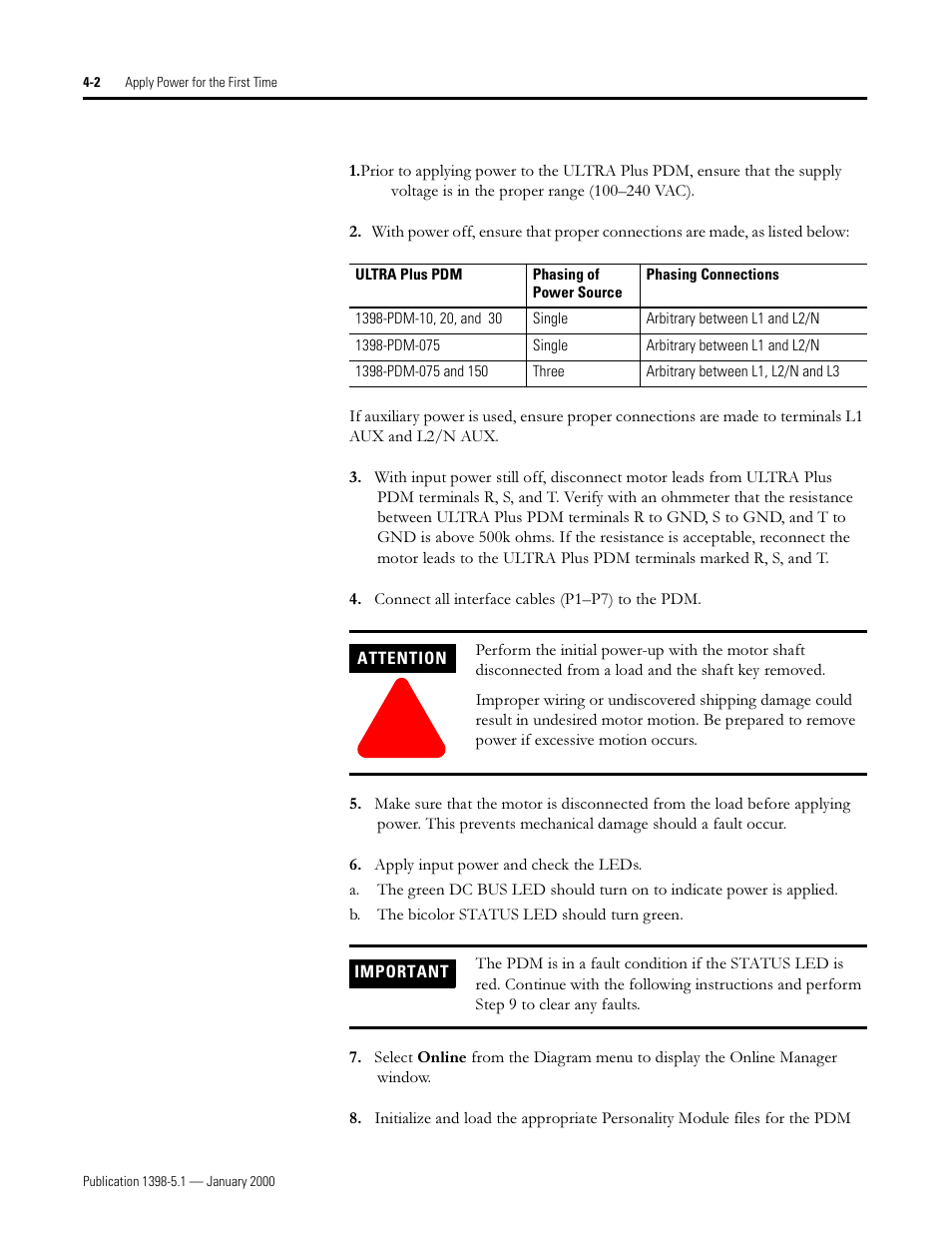 Rockwell Automation 1398-PDM-xxx ULTRA Plus Series Positioning Drive Module User Manual | Page 118 / 156
