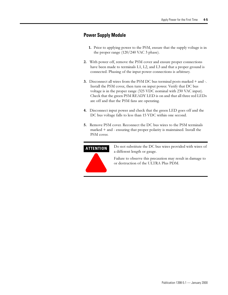 Power supply module, 3rzhu 6xsso\ 0rgxoh | Rockwell Automation 1398-PDM-xxx ULTRA Plus Series Positioning Drive Module User Manual | Page 121 / 156