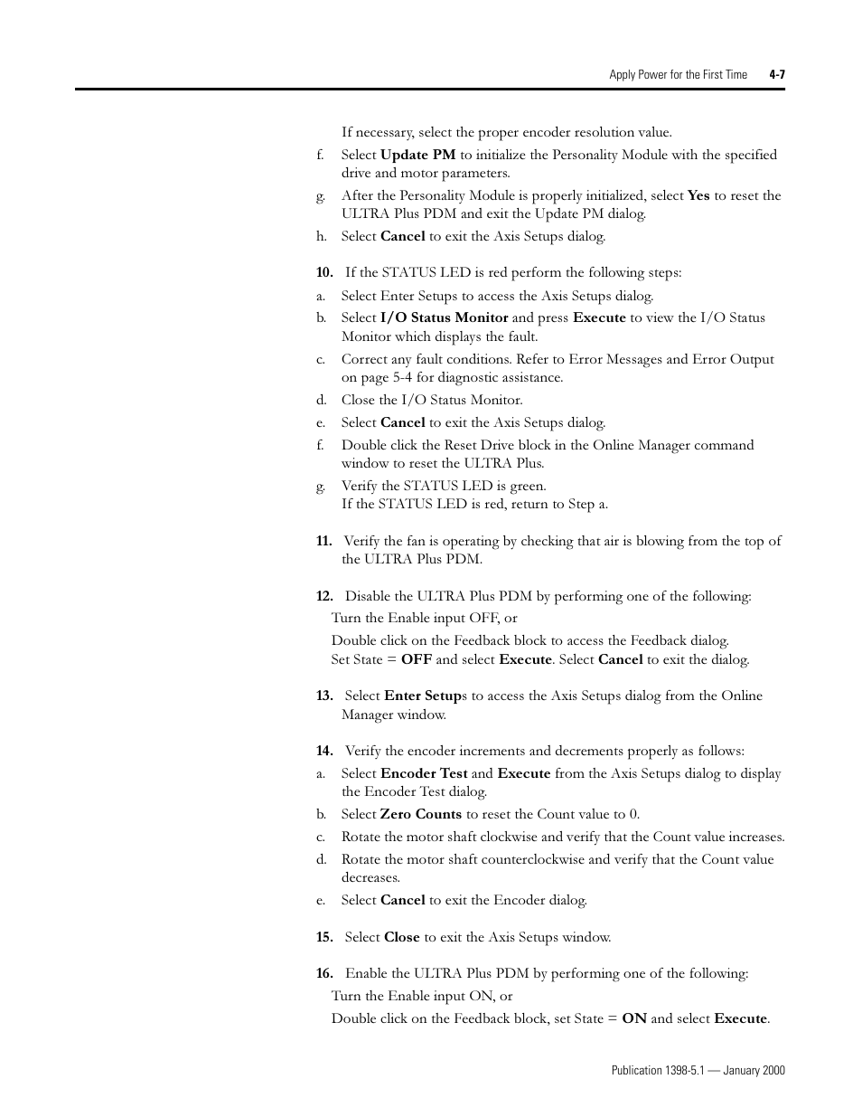 Rockwell Automation 1398-PDM-xxx ULTRA Plus Series Positioning Drive Module User Manual | Page 123 / 156