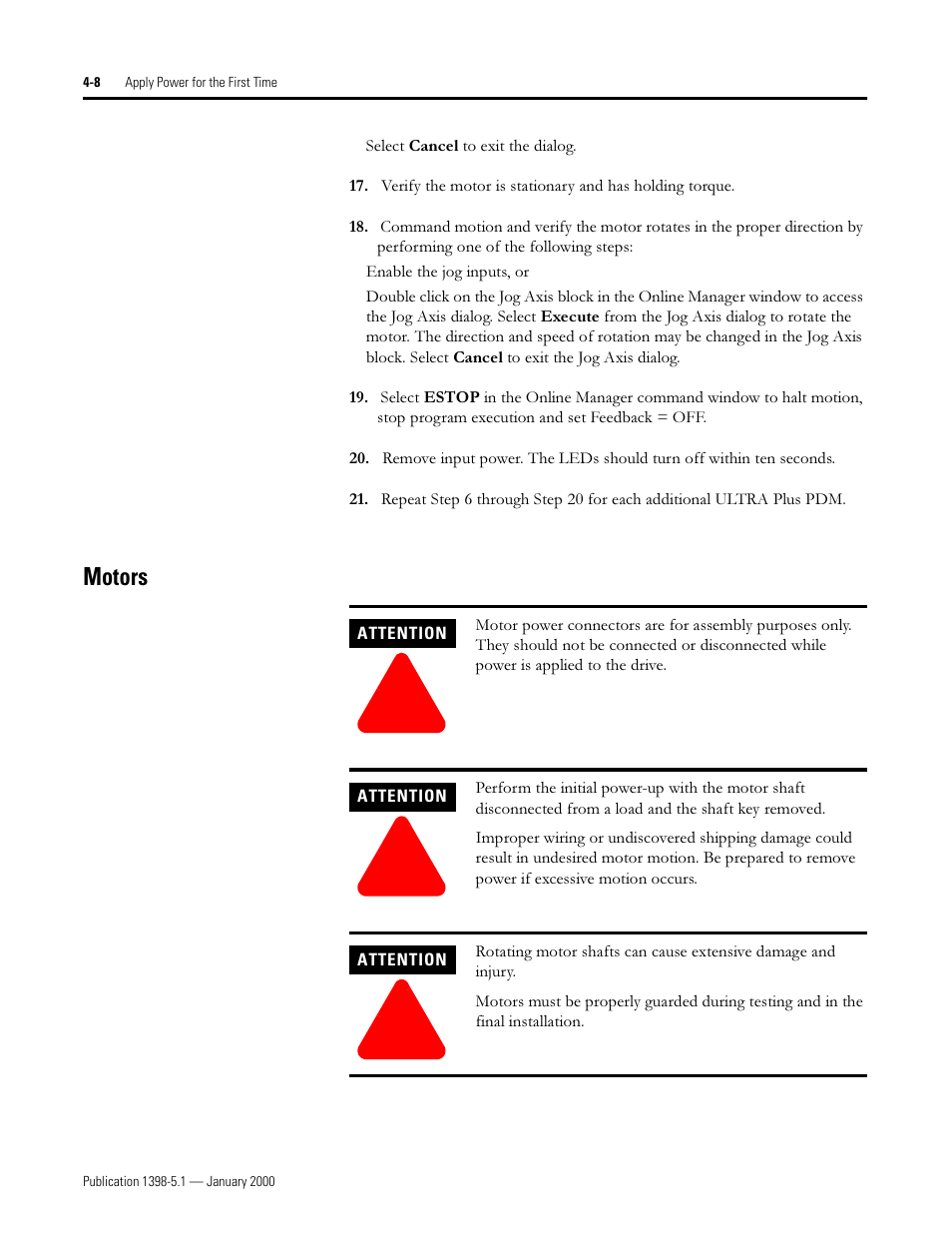 Motors, 0rwruv | Rockwell Automation 1398-PDM-xxx ULTRA Plus Series Positioning Drive Module User Manual | Page 124 / 156
