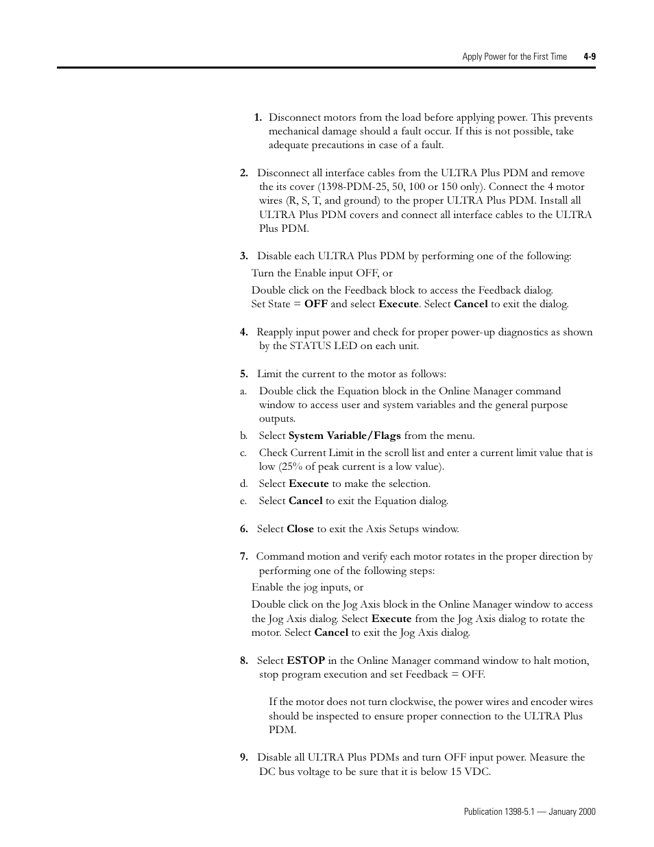Rockwell Automation 1398-PDM-xxx ULTRA Plus Series Positioning Drive Module User Manual | Page 125 / 156