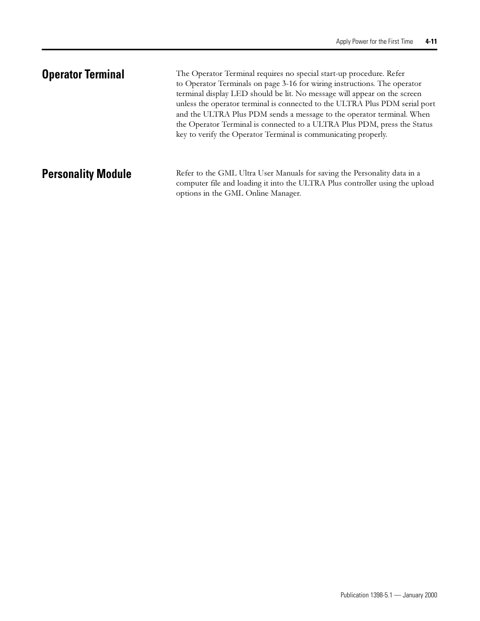 Operator terminal, Personality module, 2shudwru 7huplqdo | 3huvrqdolw\ 0rgxoh | Rockwell Automation 1398-PDM-xxx ULTRA Plus Series Positioning Drive Module User Manual | Page 127 / 156
