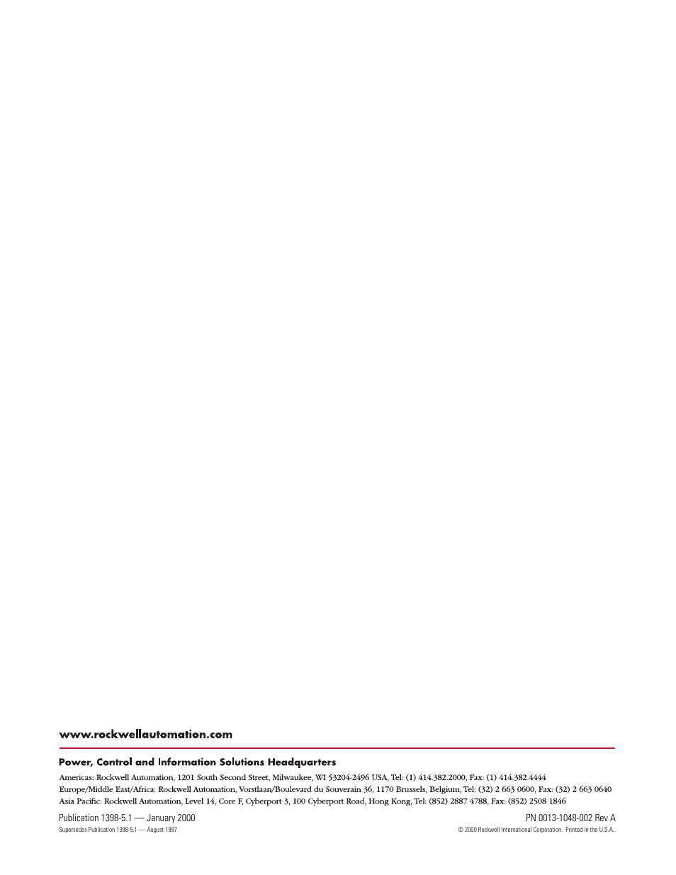 Rockwell Automation 1398-PDM-xxx ULTRA Plus Series Positioning Drive Module User Manual | Page 156 / 156