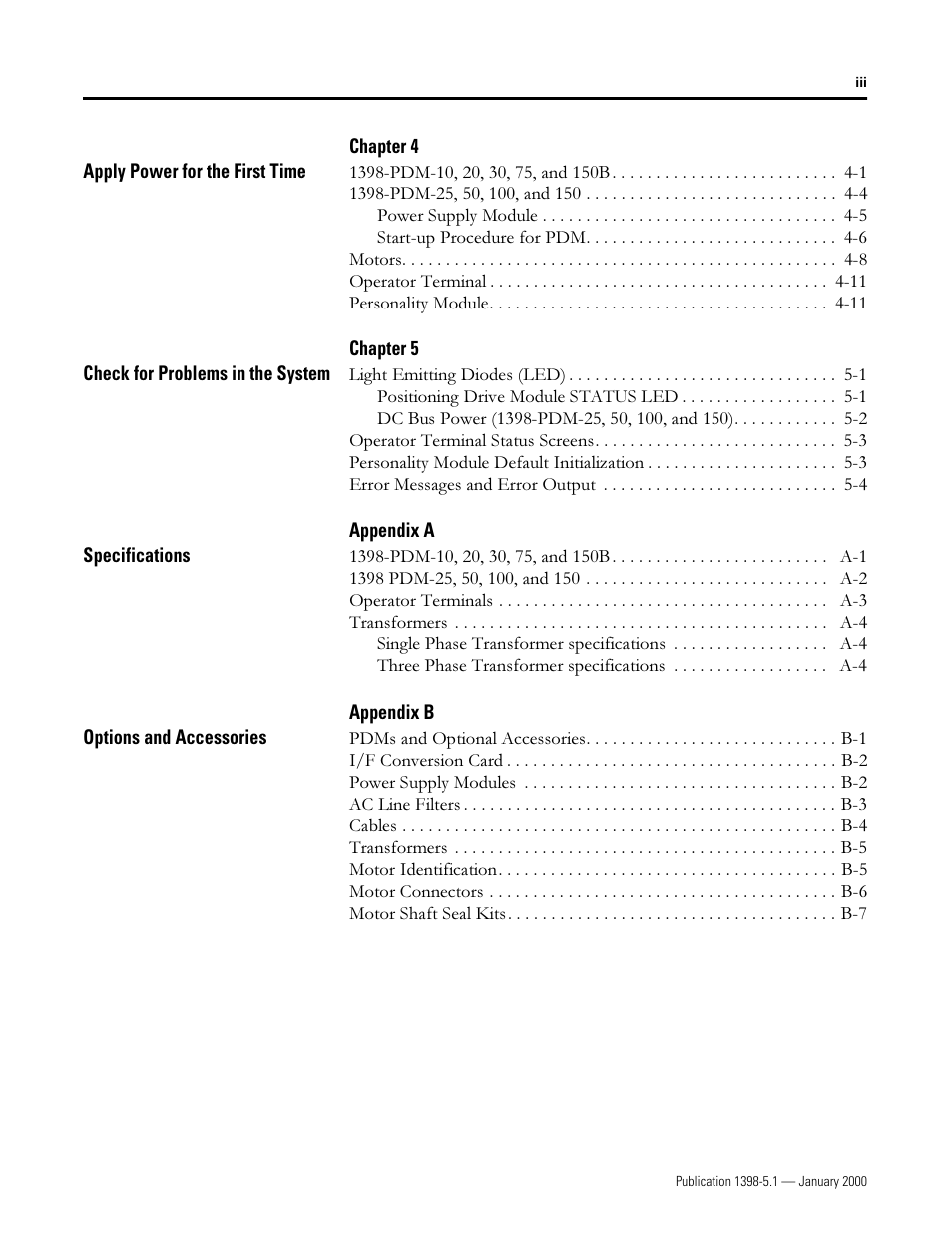 Rockwell Automation 1398-PDM-xxx ULTRA Plus Series Positioning Drive Module User Manual | Page 5 / 156