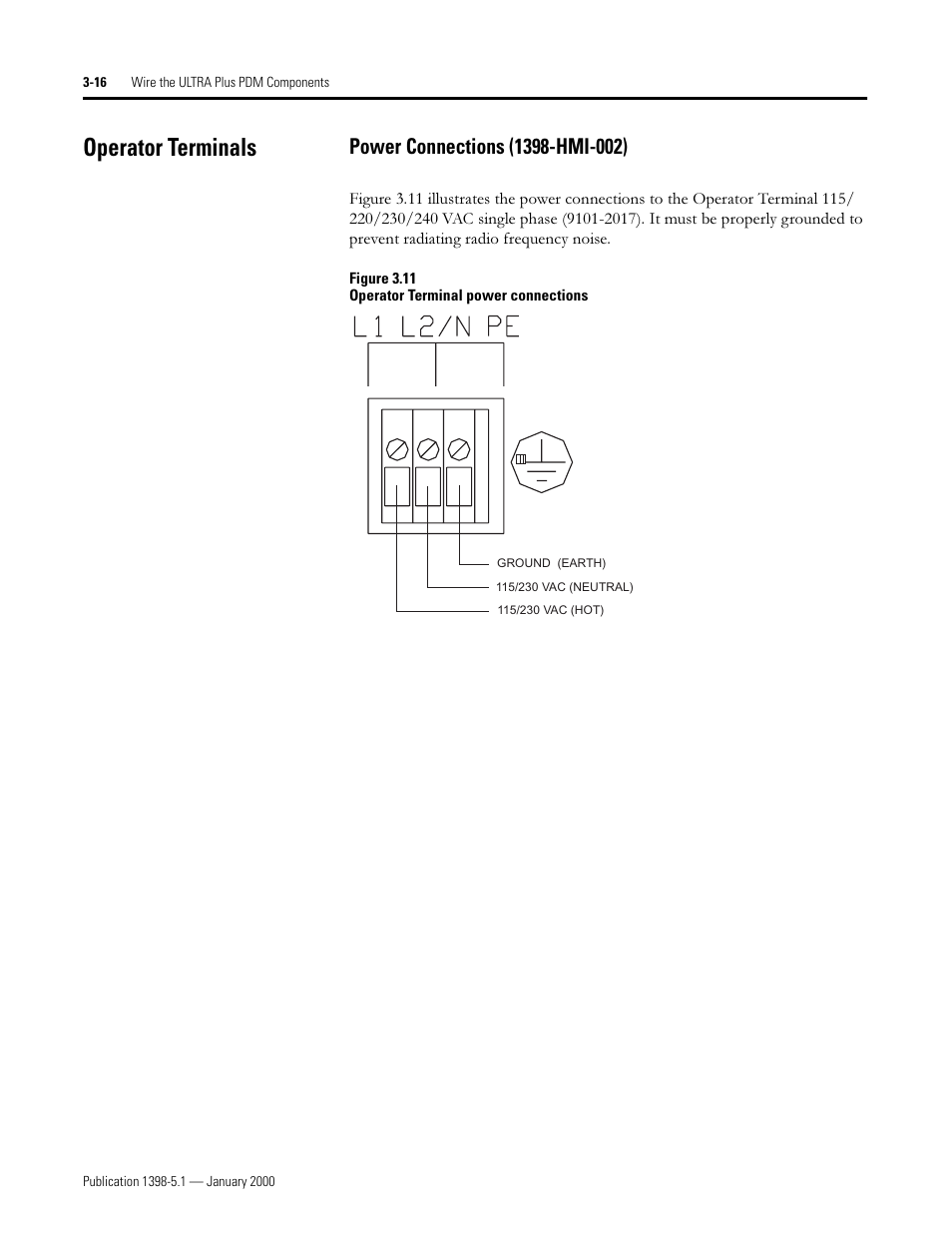 Operator terminals, Power connections (1398-hmi-002), 2shudwru 7huplqdov | 3rzhu &rqqhfwlrqv +0 | Rockwell Automation 1398-PDM-xxx ULTRA Plus Series Positioning Drive Module User Manual | Page 80 / 156