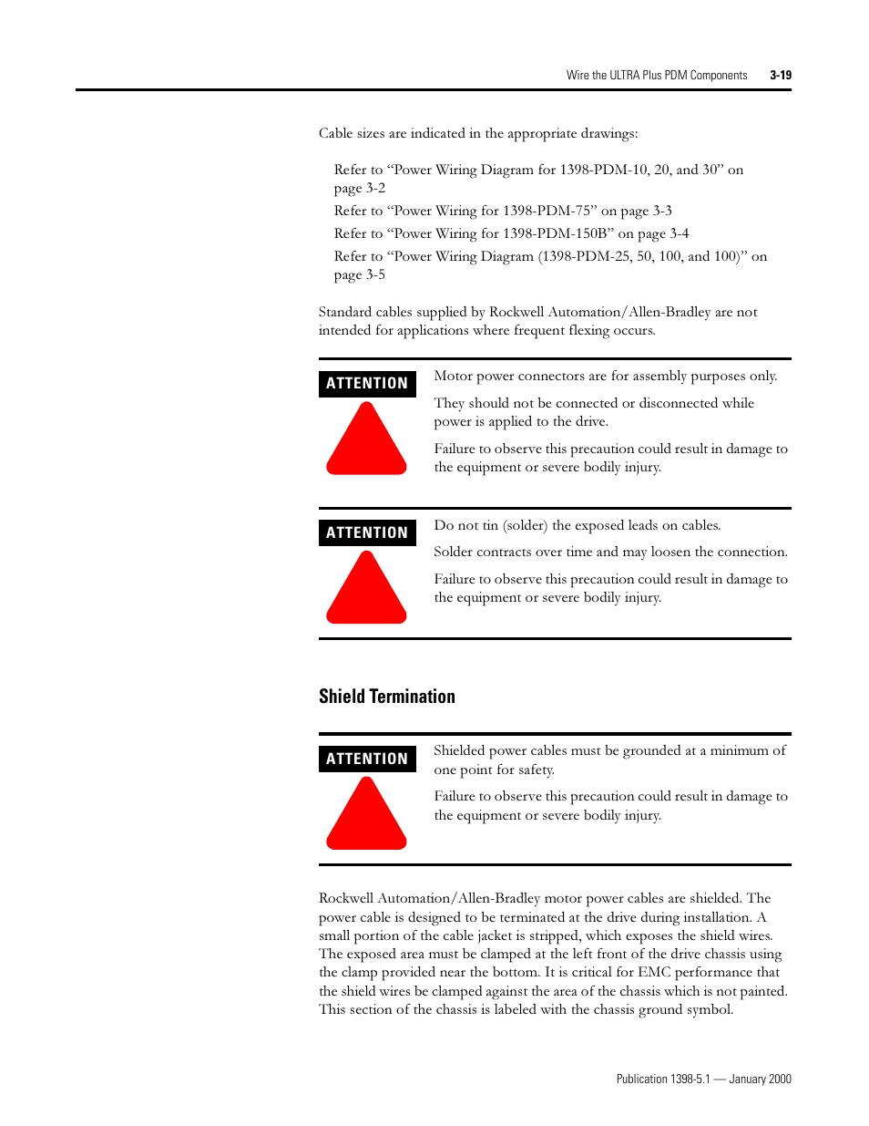 Shield termination, 6klhog 7huplqdwlrq | Rockwell Automation 1398-PDM-xxx ULTRA Plus Series Positioning Drive Module User Manual | Page 83 / 156