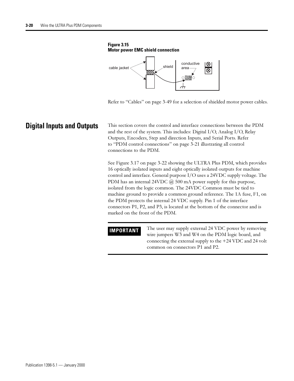 Digital inputs and outputs, Ljlwdo ,qsxwv dqg 2xwsxwv | Rockwell Automation 1398-PDM-xxx ULTRA Plus Series Positioning Drive Module User Manual | Page 84 / 156