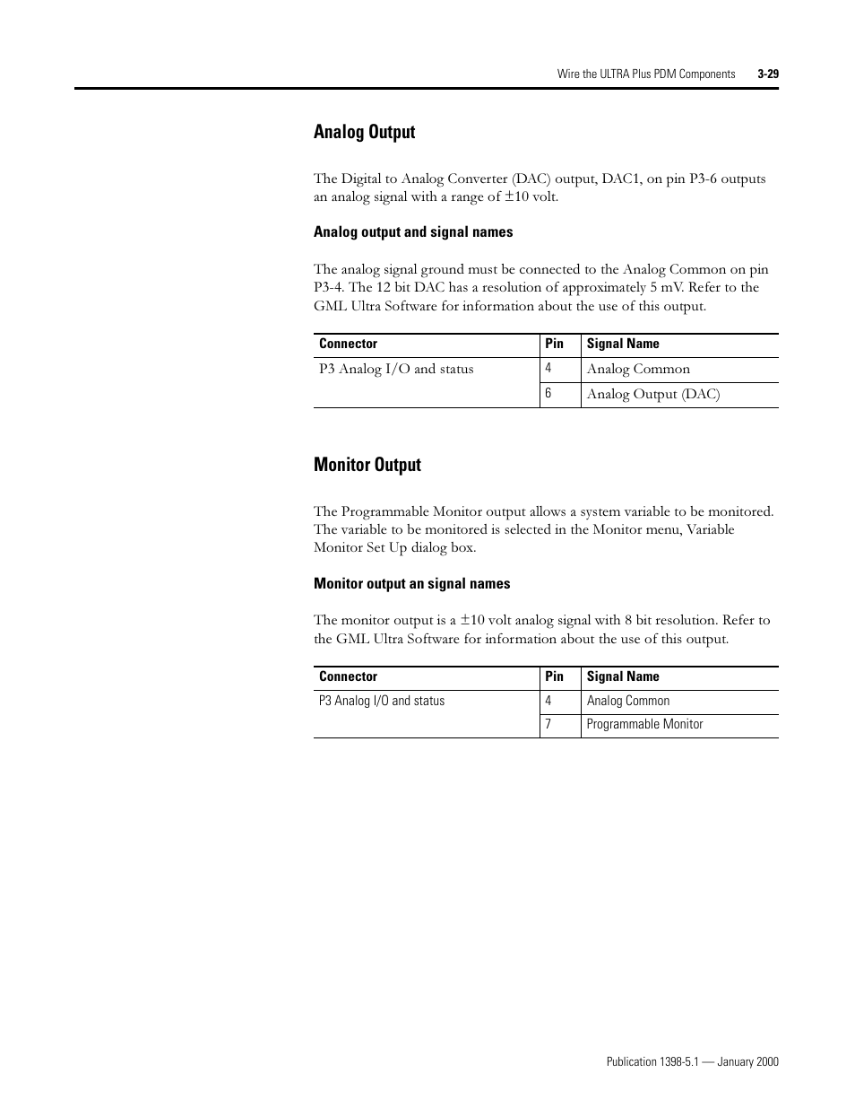 Analog output, Monitor output, Qdorj 2xwsxw | 0rqlwru 2xwsxw | Rockwell Automation 1398-PDM-xxx ULTRA Plus Series Positioning Drive Module User Manual | Page 93 / 156