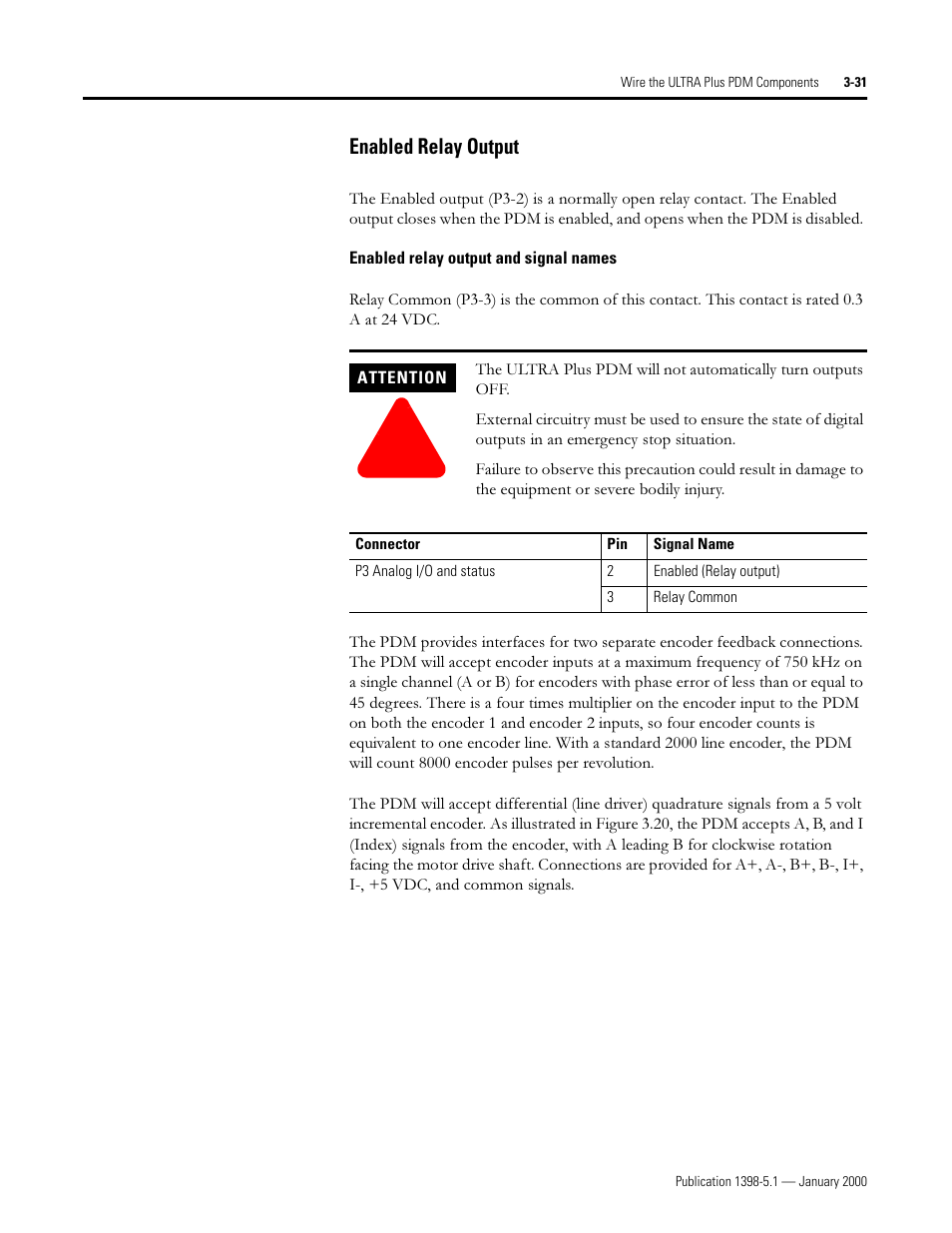 Enabled relay output, Qdeohg 5hod\ 2xwsxw | Rockwell Automation 1398-PDM-xxx ULTRA Plus Series Positioning Drive Module User Manual | Page 95 / 156